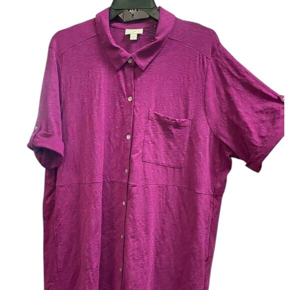 J.jill Classic Cotton-slub Shirtdress with POCKETS size 2X - Picture 4 of 6